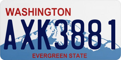 WA license plate AXK3881