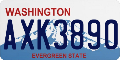WA license plate AXK3890