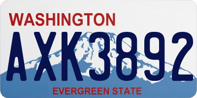 WA license plate AXK3892