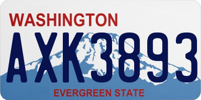 WA license plate AXK3893