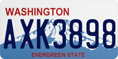 WA license plate AXK3898