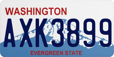WA license plate AXK3899