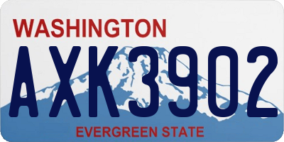 WA license plate AXK3902