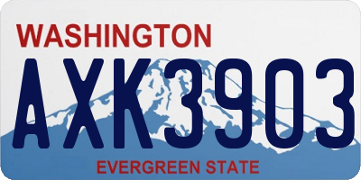 WA license plate AXK3903