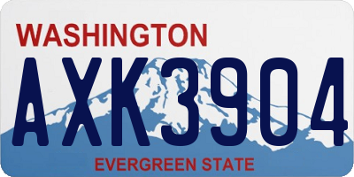 WA license plate AXK3904