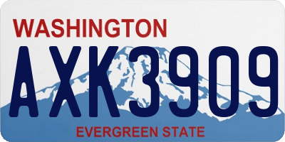 WA license plate AXK3909
