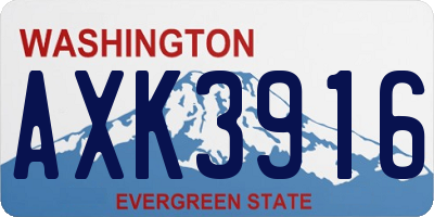 WA license plate AXK3916