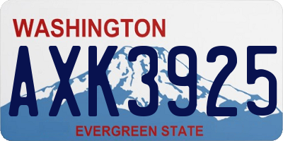 WA license plate AXK3925