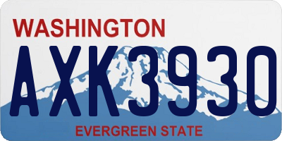 WA license plate AXK3930