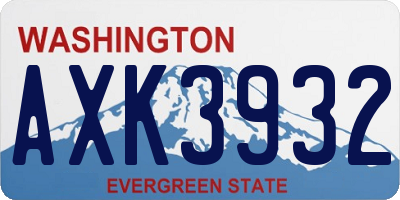 WA license plate AXK3932