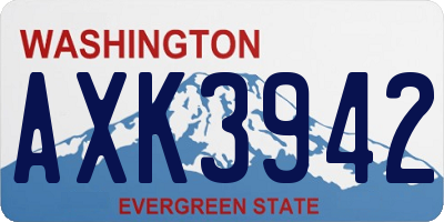 WA license plate AXK3942