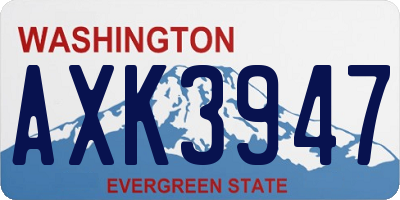 WA license plate AXK3947