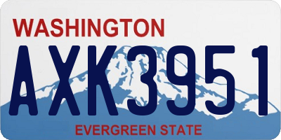 WA license plate AXK3951