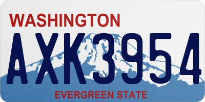 WA license plate AXK3954