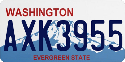 WA license plate AXK3955