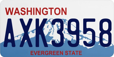 WA license plate AXK3958