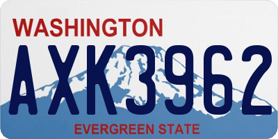 WA license plate AXK3962