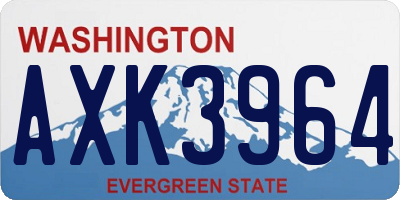 WA license plate AXK3964