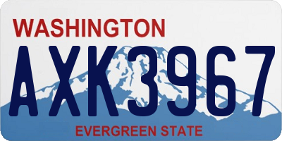 WA license plate AXK3967