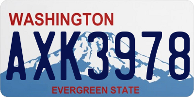 WA license plate AXK3978