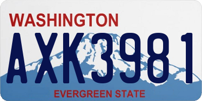 WA license plate AXK3981