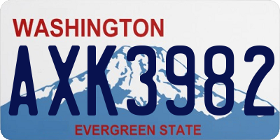 WA license plate AXK3982