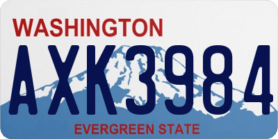 WA license plate AXK3984