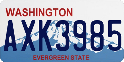 WA license plate AXK3985
