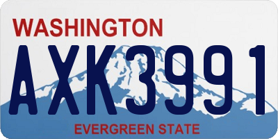WA license plate AXK3991