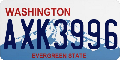WA license plate AXK3996
