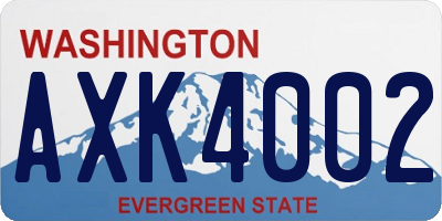 WA license plate AXK4002
