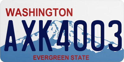 WA license plate AXK4003