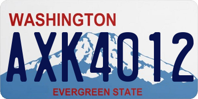 WA license plate AXK4012