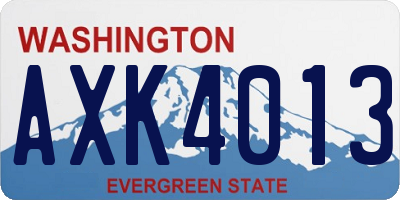 WA license plate AXK4013