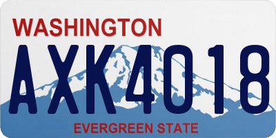 WA license plate AXK4018