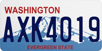 WA license plate AXK4019