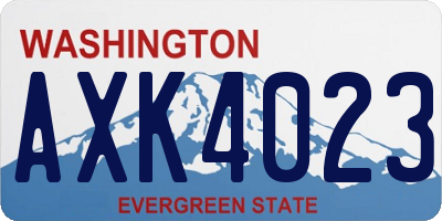 WA license plate AXK4023