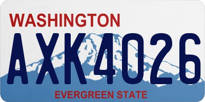 WA license plate AXK4026