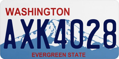 WA license plate AXK4028