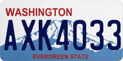 WA license plate AXK4033