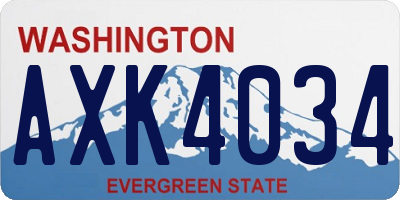 WA license plate AXK4034