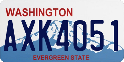 WA license plate AXK4051