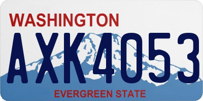 WA license plate AXK4053