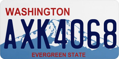 WA license plate AXK4068