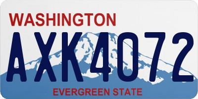 WA license plate AXK4072
