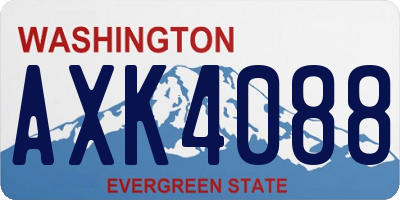 WA license plate AXK4088