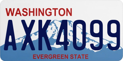 WA license plate AXK4099