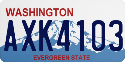 WA license plate AXK4103