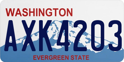 WA license plate AXK4203