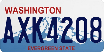 WA license plate AXK4208